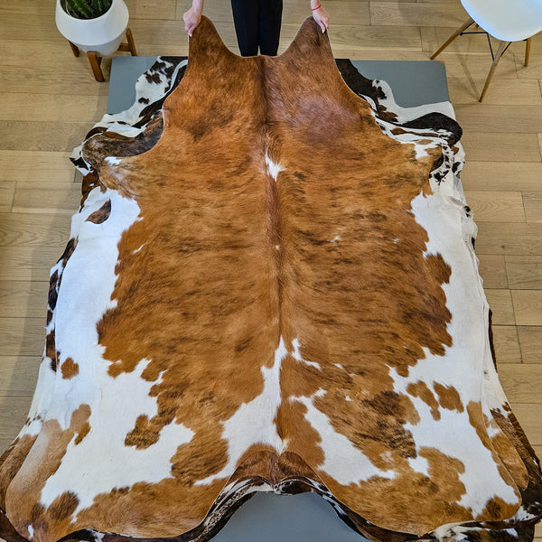 Tricolor Cowhide Rug Size 7'5" L x 6'6" W 9489