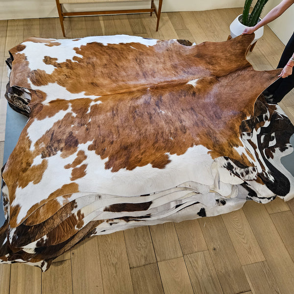 Tricolor Cowhide Rug Size 7'5" L x 6'6" W 9489