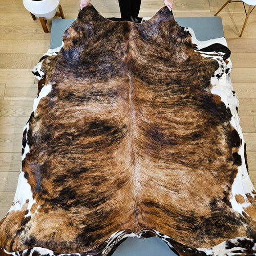 Brazilian Brindle Cowhide Rug Size 7'0" L x 6'9" W 9490