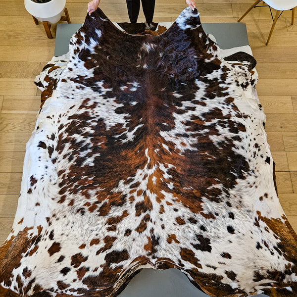 Tricolor Cowhide Rug Size 7'2" L x 6'10" W 9491