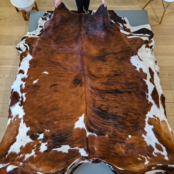 Tricolor Cowhide Rug Size 6'9" L x 6'10" W 9493