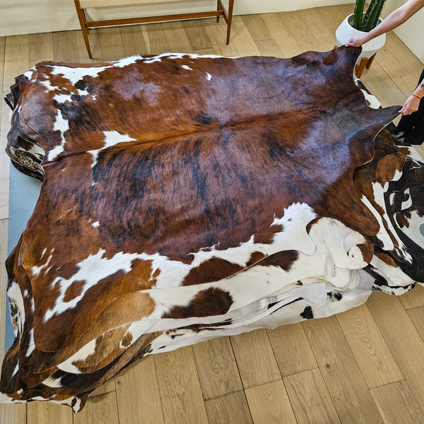 Tricolor Cowhide Rug Size 6'9" L x 6'10" W 9493