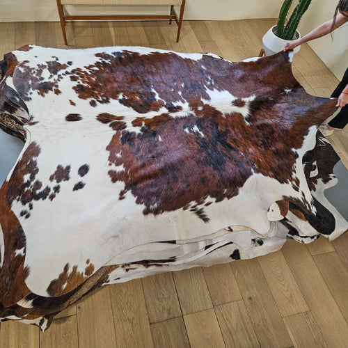 Tricolor Cowhide Rug Size 7'0" L x 7'2" W 9496