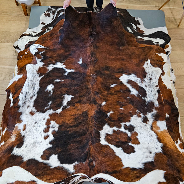 Tricolor Cowhide Rug Size 6'3" L x 6'3" W 9497