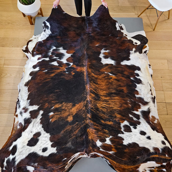 Tricolor Cowhide Rug Size 7'4" L x 7'7" W 9499