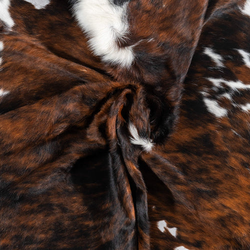 Vintage Dark Tricolor Cowhide Rug Size 7'6" L x 6'7" W 2032