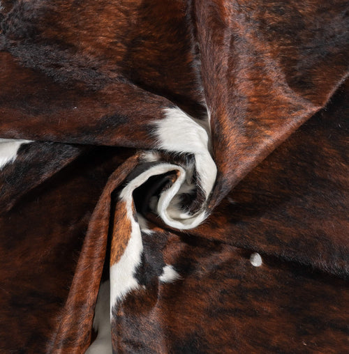 Vintage Tricolor Cowhide Rug Size 7'2" L x 6'2" W 2046
