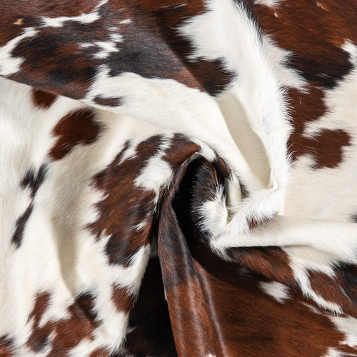 Vintage White Tricolor Cowhide Rug Size 6'9" L x 6'8" W 2054