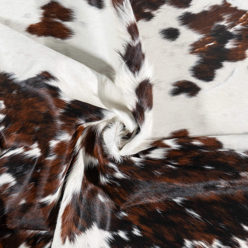 Vintage White Tricolor Cowhide Rug Size 8'3" L x 7'3" W 2062