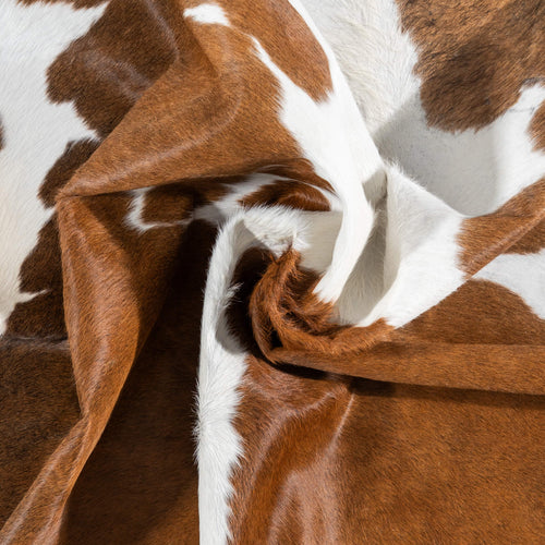 Vintage Chocolate and White Cowhide Rug Size 8'6" L x 7'9" W 2071