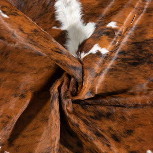 Vintage Tricolor Brindle Mix Cowhide Rug Size 6'3" L x 5'0" W 2072
