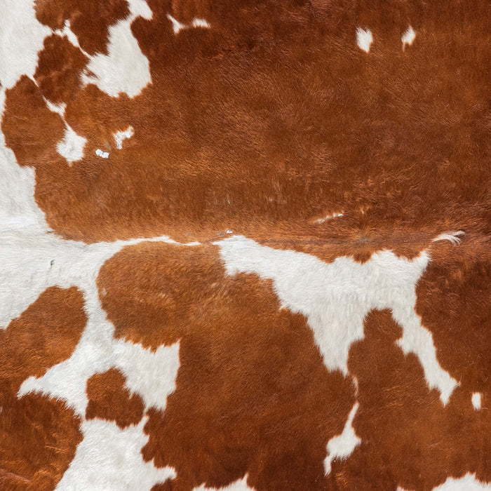 Vintage Brown and White Cowhide Rug Size 7'2" L x 6'5" W 2088