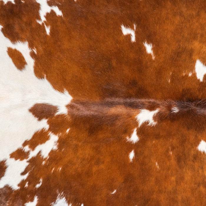Vintage Brown and White Cowhide Rug Size 7'7" L x 6'10" W 2098