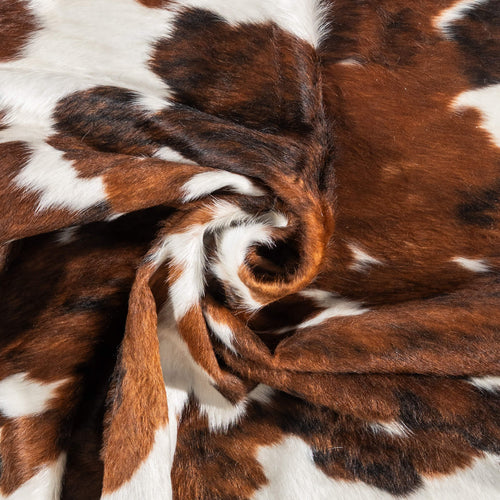 Vintage White Tricolor Cowhide Rug Size 7'3" L x 5'2" W 2108