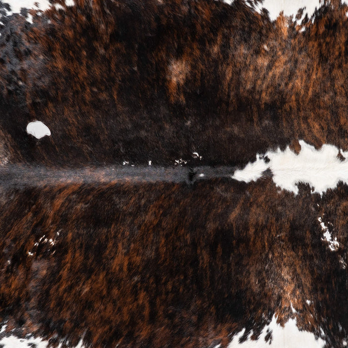 Vintage Brindle White Belly and Backbone Cowhide Rug Size 7'1" L x 6'4" W 2109