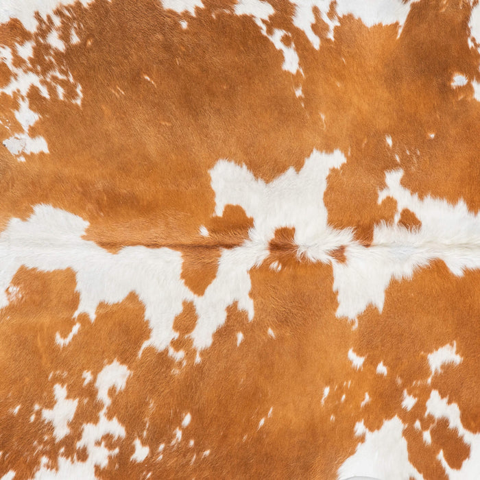Vintage Brown and White Cowhide Rug Size 7'5" L x 6'0" W 2123