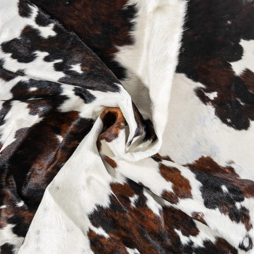 Vintage White Tricolor Cowhide Rug Size 8'4" L x 6'1" W 2135