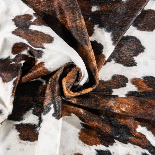 Vintage Tricolor Cowhide Rug Size 7'3" L x 6'7" W 2150