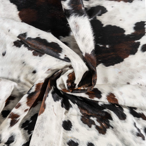 Vintage Dark Tricolor Cowhide Rug Size 7'11" L x 6'11" W 2159