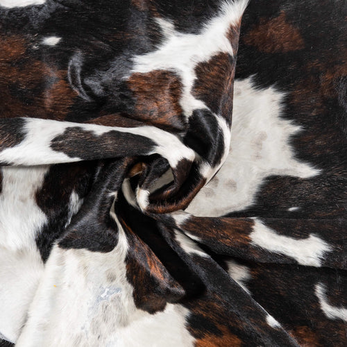 Vintage Dark Tricolor Cowhide Rug Size 7'9" L x 6'6" W 2160