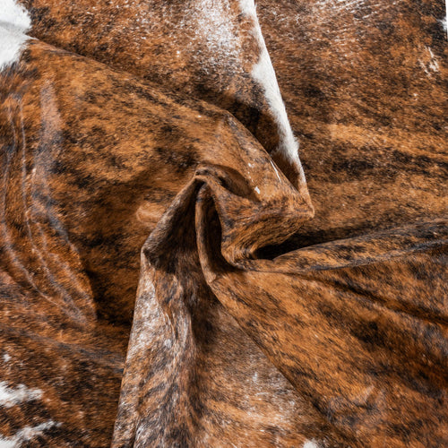Vintage Tricolor Brindle Mix Cowhide Rug Size 7'8" L x 6'4" W 2167
