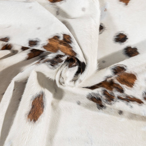 Vintage White Tricolor Cowhide Rug Size 7'6" L x 7'1" W 2189