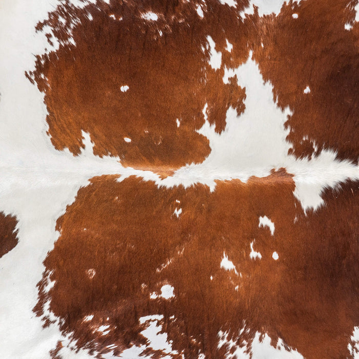 Vintage Brown and White Cowhide Rug Size 7'7" L x 6'11" W 2190