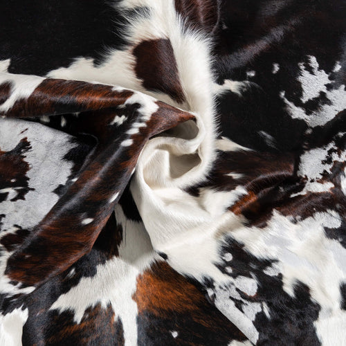 Vintage Tricolor Cowhide Rug Size 7'11" L x 5'11" W 2203