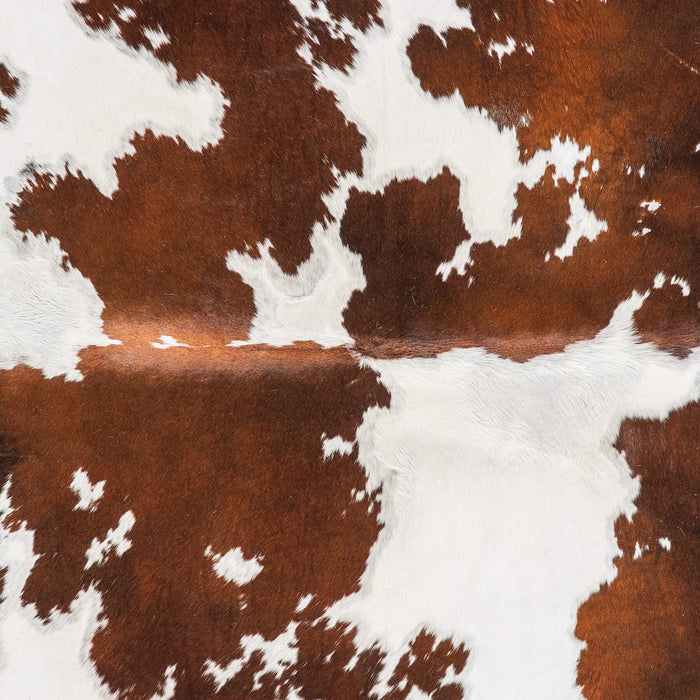 Vintage Chocolate and White Cowhide Rug Size 6'11" L x 6'1" W 2206