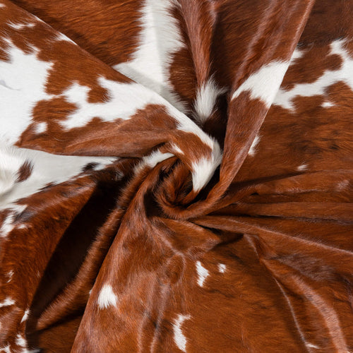Vintage Tricolor Cowhide Rug Size 7'10" L x 6'9" W 2212