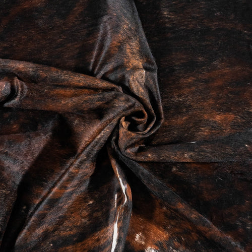 Vintage Dark Tricolor Cowhide Rug Size 7'8" L x 6'4" W 2234