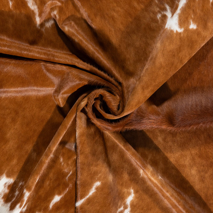 Brazilian Brown and White Cowhide Rug Size 7'7" L x 6'6" W 2334