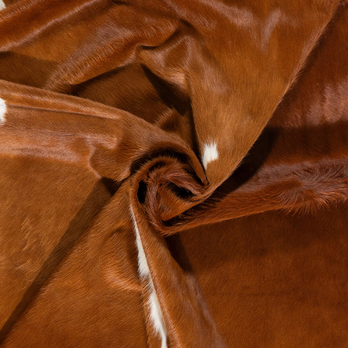 Brazilian Brown and White Cowhide Rug Size 7'7" L x 6'6" W 2335
