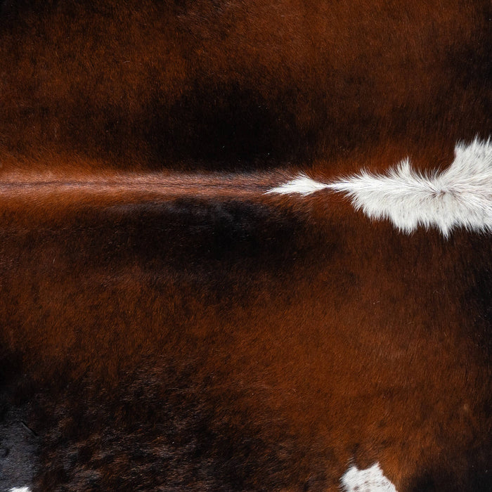 Brazilian Chocolate and White Cowhide Rug Size 7'7" L x 6'6" W 2361