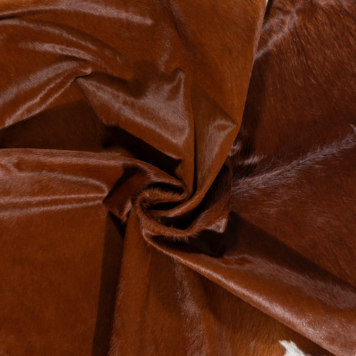 Brazilian Brown and White Cowhide Rug Size 7'7" L x 6'6" W 2364