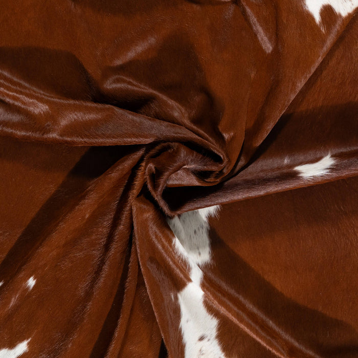 Brazilian Brown and White Cowhide Rug Size 7'7" L x 6'6" W 2365