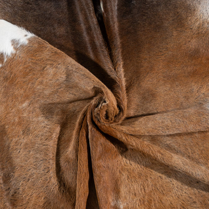 Brazilian Chocolate and White Cowhide Rug Size 7'7" L x 6'6" W 2369