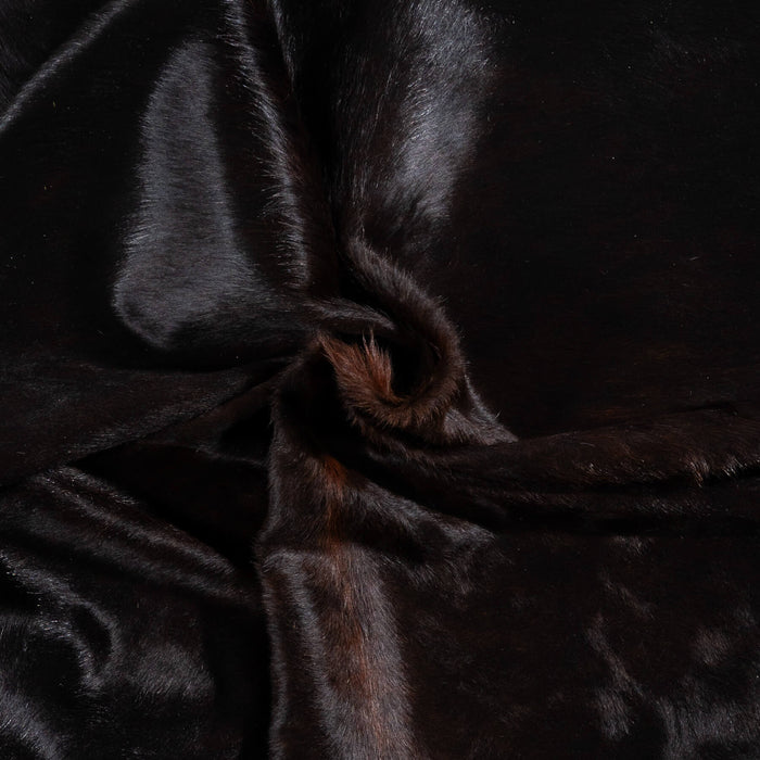 Brazilian Solid Black Cowhide Rug Size 7'7" L x 6'6" W 2384