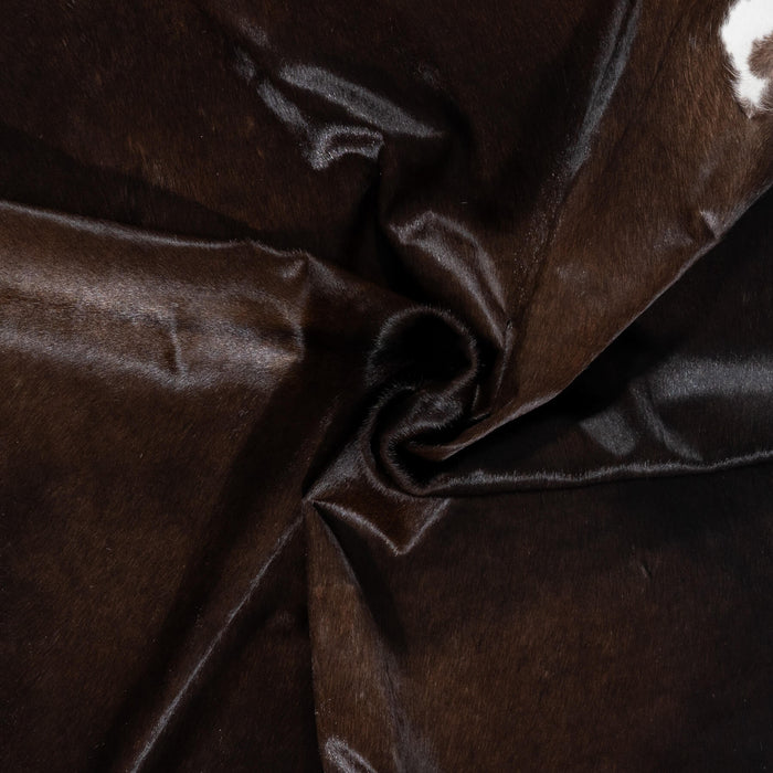 Brazilian Chocolate and White Cowhide Rug Size 7'7" L x 6'6" W 2393
