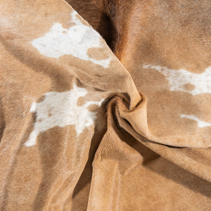 Brazilian Palomino and White Cowhide Rug Size 8'1" L x 7'2" W 2404