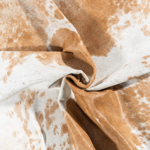 Brazilian Palomino and White Cowhide Rug Size 6'10" L x 5'6" W 2419