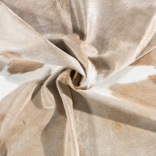 Brazilian Palomino and White Cowhide Rug Size 6'11" L x 6'2" W 2421