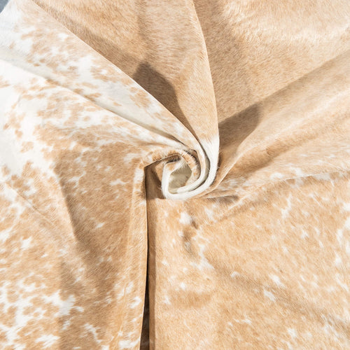 Brazilian Palomino and White Cowhide Rug Size 7'1" L x 6'3" W 2422
