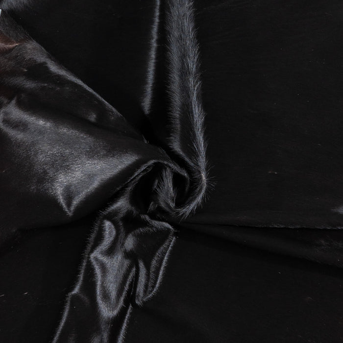 Brazilian Solid Black Cowhide Rug Size 6'10" L x 6'3" W 2424