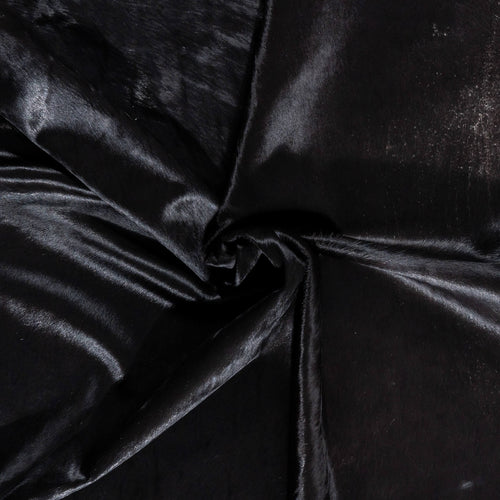 Brazilian Solid Black Cowhide Rug Size 7'3" L x 6'10" W 2439