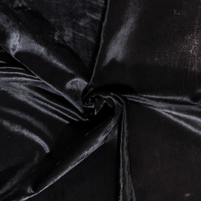 Brazilian Solid Black Cowhide Rug Size 7'3" L x 6'10" W 2439