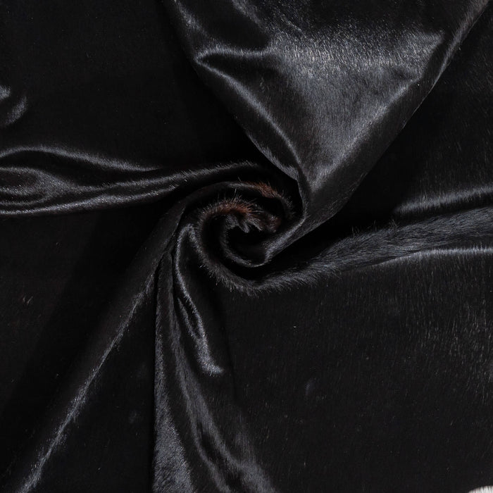 Brazilian Solid Black Cowhide Rug Size 7'5" L x 6'4" W 2446