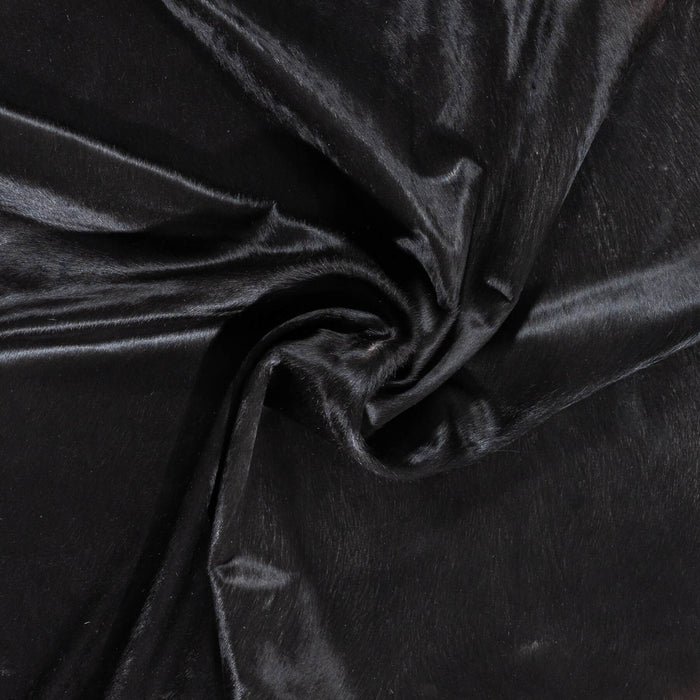 Brazilian Solid Black Cowhide Rug Size 7'5" L x 6'7" W 2447