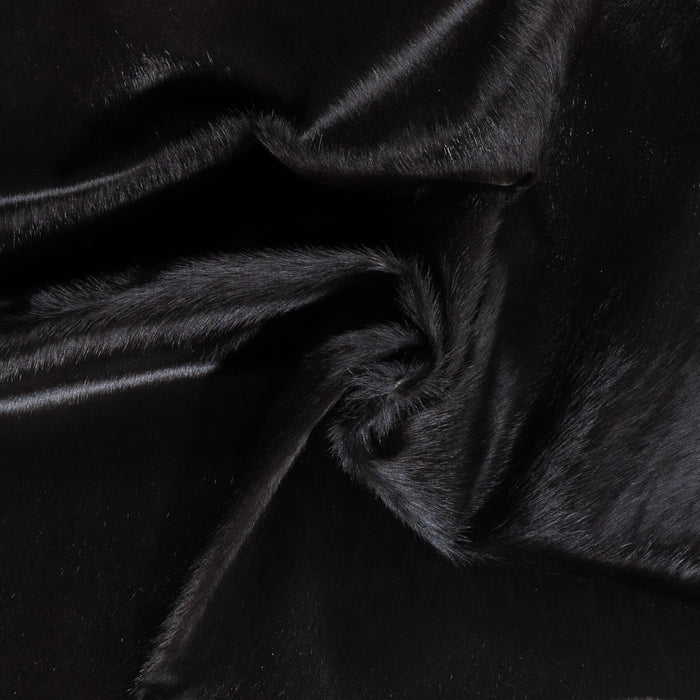 Brazilian Solid Black Cowhide Rug Size 7'6" L x 6'11" W 2449