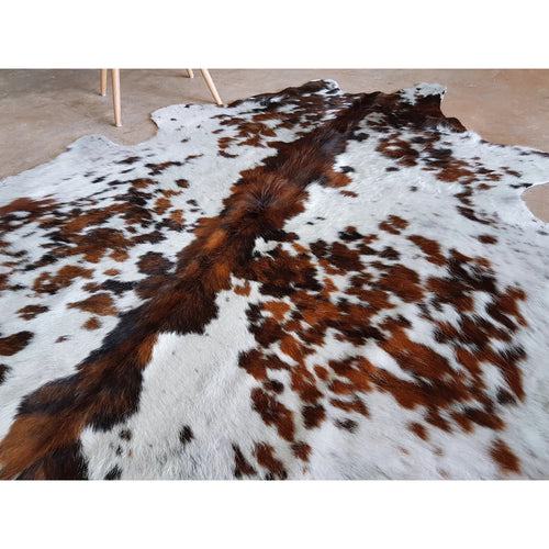 White Tricolor Cowhide Rug , Natural Suede Leather | eCowhides